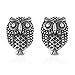 Oxidized Sterling Silver Detailed Little Vintage Owl Wisdom Bird Lover Post Stud Earrings 14 mm