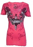Archaic AFFLICTION Womens T-Shirt FLY HIGH Wings Tattoo Biker Sinful