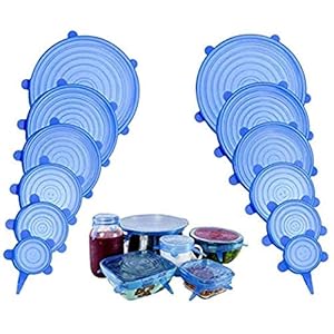 Rekbare siliconen deksel, siliconen stretch deksel, vershouddeksel, duurzaam en herbruikbaar, verpakking van 12 stuks in…