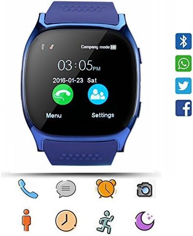 Smart Watch CoolFoxx CF02 Support SIM TF Card, Wristwatch with Camera,Pedometer, Sleep Monitor,Message Sync Notifier,Music Player,Sedentary for Android Samsung Huawei,HTC,ZTE(blue)