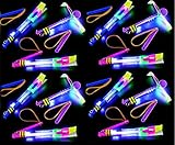 12 Led Light Up Arrow Rocket Helicopter Flying Toy Slingshot Style Party Fun Prizes - Flashing Bright Lights - Play Kreative TM