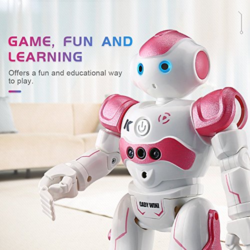 Threeking Smart Robot Toys Gesture Control Remote Control Robot JJRC Robot Gift for Boys Girls Kids Companion Game Fun Learning Music Dance Rechargeable Rc Robot Kit Female Voice