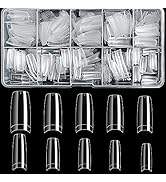 AORAEM Clear Nail Tips,Acrylic Press on French Nails 500Pcs C Curve Fake Nail Tips for Nail Salon