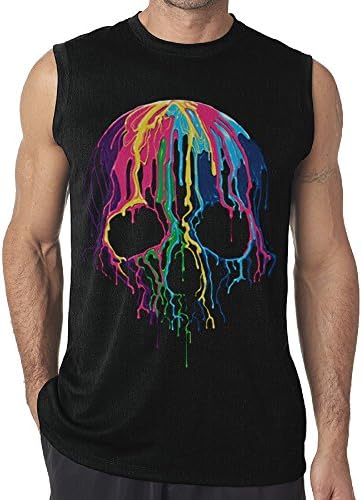 MingYue Men's Skull Melting Unique Sleeveless T Shirt Color Black Size 3X