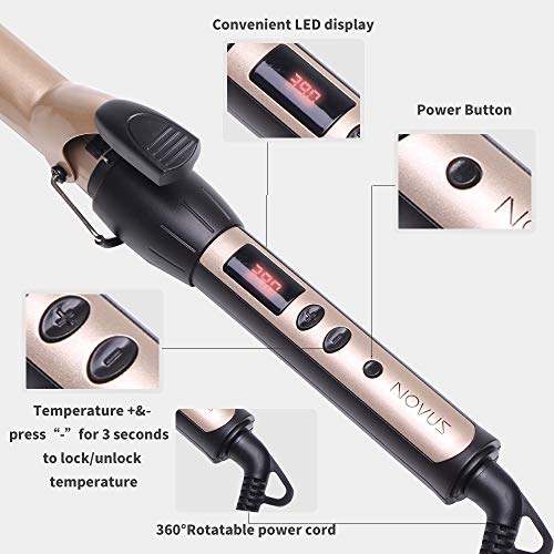 Curling Iron 1 inch Professional Curling Wand | Hair Curler,Instant Heat Ceramic Curling Iron with Adjustable Temp | Hair Products by NOVUS - Thumbnail 3