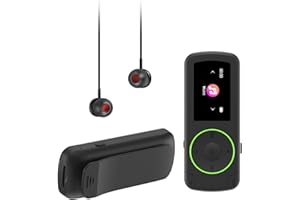 wiwoo 64GB Sport mp3 Player with Bluetooth- Superlight Music Player with Clip and Earphones, MicroSD Support, A-B Repeat, Shuffle Playback for Running, Cycling, Hiking, Climbing and Yoga