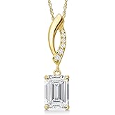 Gem Stone King 2 Ct Emerald Cut 14K Yellow Gold IGI Certified Lab Grown Diamond Pendant Necklace for Women | E-F Color | VS1-VS2 Clarity | 18 Inches Chain