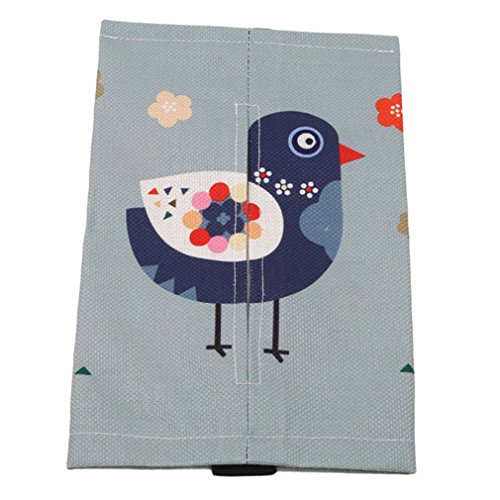 SOURBAN Cartoon Animal Hanging Tissue Box for Car Sun Visor Headrest Cotton and Linen Owl Napkin Holder with Strap,Happy Bird