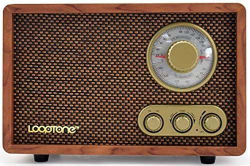 Alarm Clock Radio LoopTone AM FM Radio For Home,Bluetooth In/Out Retro Wood Radios With AUX In,Headphone Jack, Vintage Table Radio With Treble Bass Control For Kitchen Ham Radio