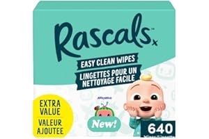 Rascals Baby Wipes, Hypoallergenic, Easy Clean Formula, Dermatologist Tested, 640 Count, Ultra-Strong Cloth for Hands, Face a