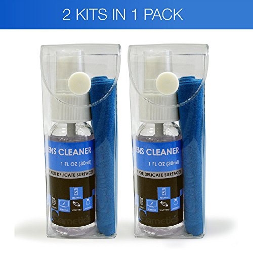 Garnetics Screen Cleaner Kit - 2 PACK - Safe for all surfaces - LCD, LED, TVs, iPads, Eyeglasses, Phones, Cameras - includes 2 kits (1oz Lens Cleaner Spray bottle + 1 Premium Microfiber cloth)