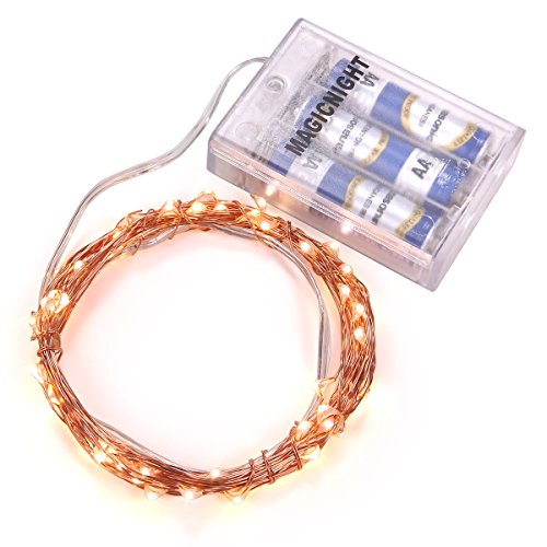 Magicnight Battery Operated Powered Led String Starry Light Copper Wire Decorative Lights 60 Leds Warm White 20ft