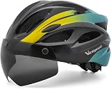 Victgoal Adults Bike Helmet with Detachable Goggle Visor and LED Rear Light