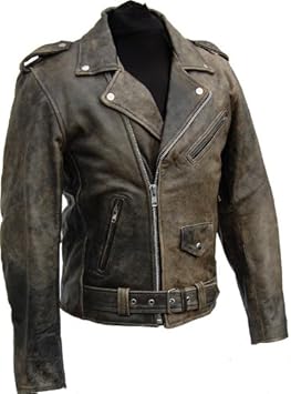LEDERJACKE ROCKABILLY CHOPPER BIKER LEDER JACKE ROCKER ANTIKLEDERGERBUNG