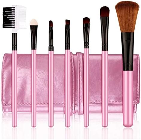 DLFE Makeup Brushes Set - 7 Pcs Pink Cosmetic Foundation Makeup Brush Brushes Set Make Up Eye Shadow Blush Brush Cosmetic Kit with Pouch Bag
