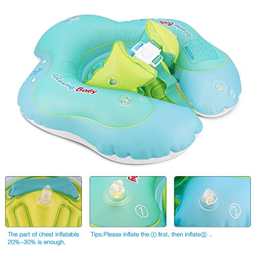 Komake Baby Pool Float, 【Upgrade】 Baby Floats for Pool Baby Inflatable Swimming Float Toddler Swim Float with Backrest and Crotch Strap Bathtub Pool Swimming Ring Toys for 6-36 Month Infant Toddlers