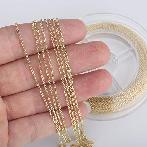 ALEXCRAFT Gold Chain for Jewelry Making, 33 FT Dainty Cable Link Chain