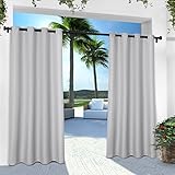 Exclusive Home Curtains Indoor/Outdoor Solid Cabana Grommet Top Curtain Panel Pair, 54x96, Cloud Grey, 2 Piece