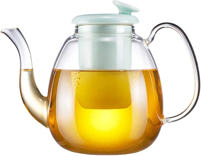 ZENS Large Glass Teapot, 47 Ounce Clear Borosilicate Loose