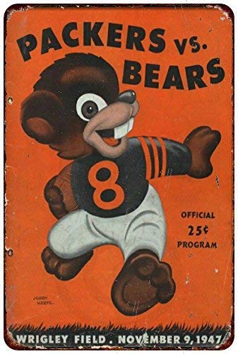 Joeaney New Tin Sign Aluminum Retro 1947 Green Bay Packers Vs Chicago Bears Vintage Metal Sign 8 X 12 Inch