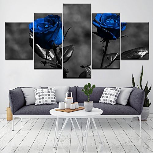 Amazon Com Oupdj 5 Canvas Paintings No Frame Beautiful Pink Blue Flowers 5 Pieces Hd Backgrounds Art Canvas Print Poster Modern Painting Modular Art For Living Room Home Decoration Posters Prints