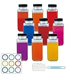 ZZT 9 Pack 8 oz Glass Juice Bottles, 250 ml Glass