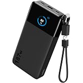 NOBIS Portable Charger 187W 25000mAh Power Bank w/Smart Display APP | 2C+1A Outputs (100W Max), Detachable USB C Cable , Battery Pack for Phones, Laptops, Tablets