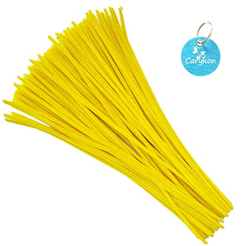 Carykon 100 PCS Fuzzy Chenille Stems Pipe Cleaners for Arts and Crafts (Yellow)