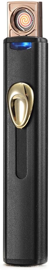 LINGAN Lighters USB Lighter Double Sides Rechargeable Flameless Windproof Electric Cigarette No Gass Lighter (Black)