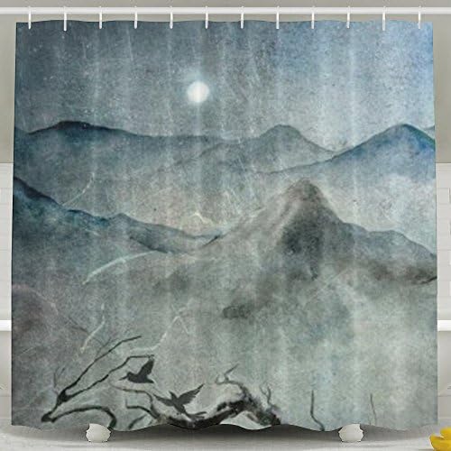 Dyaianee China Ink And Wash Art Bruch Painting Printed Bathroom Shower Curtain
