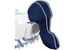 zenicham 600D Fade and Crack Resistant Trailerable Full Outboard Motor Cover,Waterproof and UV-Proof Boat Motor Cover,Boat Engine Cover with Reflective Strips and Adjustable Strap Navy(Fits 60-90 HP)