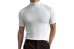 HJINGSUN Mock Turtleneck for Men Slim Solid Short Sleeve T Shirts Basic High Neck Undershirt Fshion Plus Size Tee Comfy Top