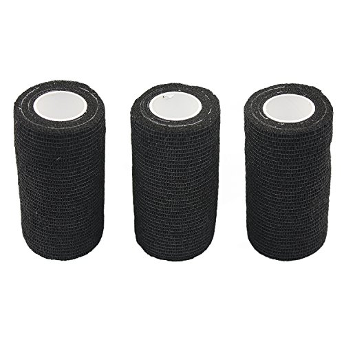 COMOmed Self Adherent Cohesive Bandage Latex FDA Approved 4"x5 Yards First Aid Ace Bandages Stretch Sport Wrap Athletic Tape for Wrist Ankle Sprain and Swelling,Black(3 rolls)