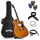 Ashthorpe Full-Size Cutaway Thinline Acoustic-Electric Guitar Package - Premium Tonewoods - Black