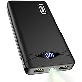INIU Power Bank, LED Display 10000mAh Portable Charger, Dual 3A High-Speed 2 USB Ports with Flashlight Battery Pack, Compatib
