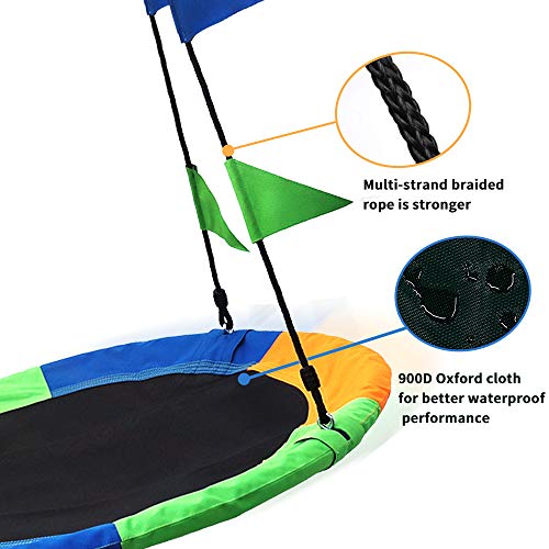 Saucer Tree Swing Seat with Straps and Flags Giant 40 Inches Saucer Swing Outdoor Play for Kids
