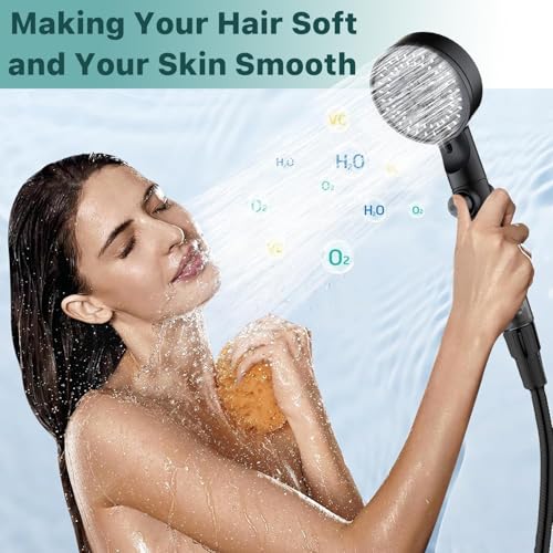 Chenghoo HydroBoost High Pressure 5 Mode Filtered Shower Head, 2 Handheld Shower Heads & 17 Filter Cartridges, Built-in Power Wash for Hard Water，One-Touch Pause Button, Easy Install