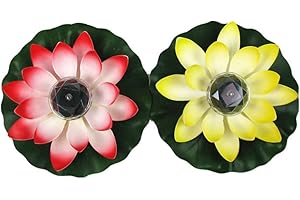 minkissy Artificial Plants 2pcs Floating Lotus Light Solar LED Floating Flower Lights Water Lily Pond Floating Lights for Pond Water Fountain Hot Tub Wedding Decor Mixed Colors Fish Tank Decorations