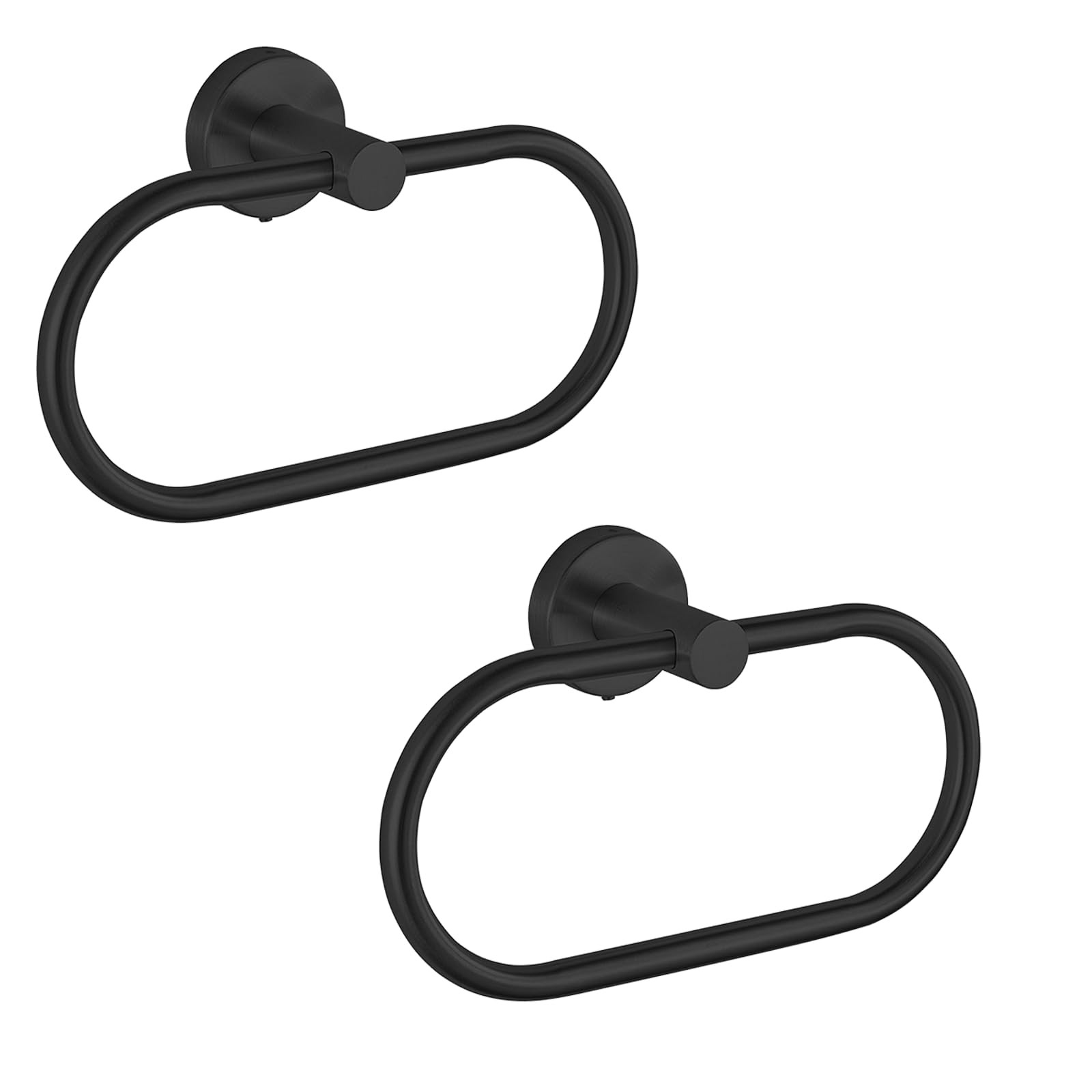 Eolax Towel Ring for Bathroom, Towel Bar Hangers Wall Mount, Stainless Steel Hand Towel Holder, Modern Round Towel Hanger, Matte Black 2 Pack