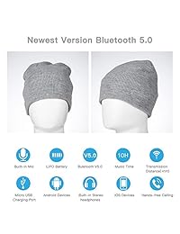 Neraon   Gorro de punto inalámbrico Bluetooth 4.2 con micrófono integrado desmontable y altavoces estéreo HD para deportes al aire libre y regalo (unisex)