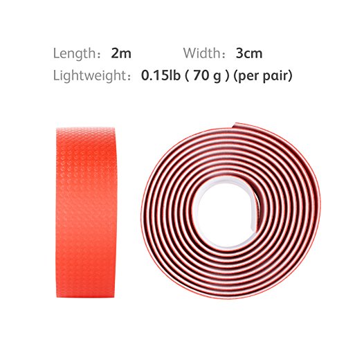 LYCAON Bicycle Handlebar Tape by | Road Bike Handle Bar Tapes with Finishing Tapes and Bar End Plugs, Also Suitable for Badminton Rackets Racquet Tennis Finishing Rod Grips (Red)
