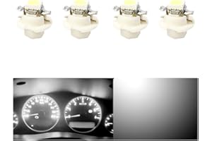 OtpOutopa Guage Cluster Speedometer Light Bulbs Super Bright 17 18 27 37 58 86 2721 Bulb T5 B8.4D 5050 1SMD Led Dashboard Dash Cluster Speedmeter Instrument Panel LED Light Bulbs 12V (White,4PCS)