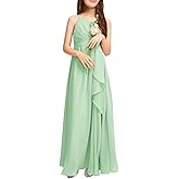 Imily Bela Girls Chiffon Dresses Formal Sleeveless Junior Bridesmaid Wedding Party Maxi Dress