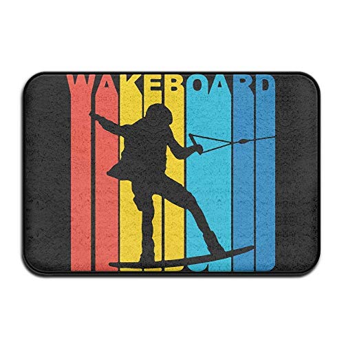 Non Slip Door Mat Outdoor,Indoor/Outdoor Decorative Washable Garden Office Door Mat with Non Slip Backing Inside & Outside Floor Mat Silhouette Wakeboard Design Pattern for Dining