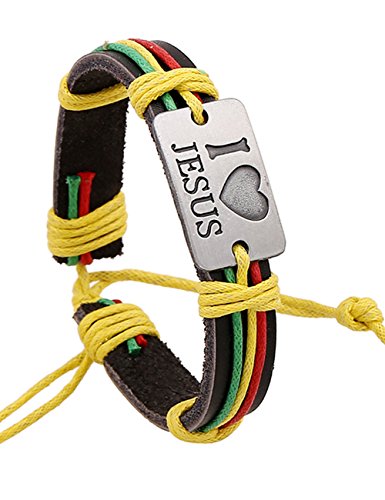 LIKEOY Vintage Charms Exotic Style Multilayer Knit Rope Leather Adjustable Bracelet A5