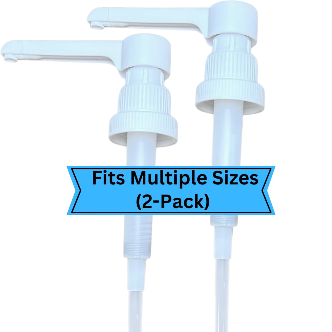 Photo 1 of Dual Fitting Pump Dispenser for Gallon Jugs and Smaller Bottles (8cc Each Pump/Fits 28-400 and 38-400) Leak Proof for Household and Commercial Use, Plastic Pump for 1 Gallon Jug - BPA Free (2-Pack)