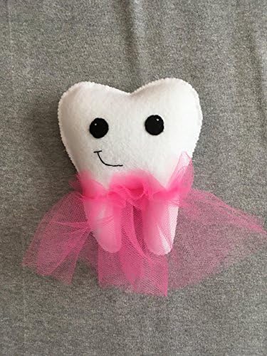 Personalized Tooth Fairy Pillow with a Tutu for Girls, Tooth Shaped with Personalized Pocket