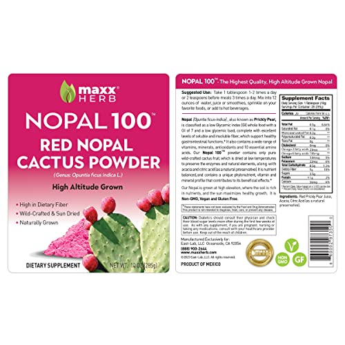 Maxx Herb Red Nopal Cactus Powder, Prickly Pear Powder for Digestion
