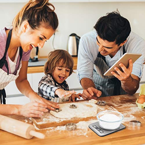 Digital Kitchen Scale, Multifunction Food Scale Measure weight(MAX:11LB/5KG/176OZ) accurately, Stainless Steel Scale digital weight, Tare Function, Large LCD Display, Waterproof and 4 unit