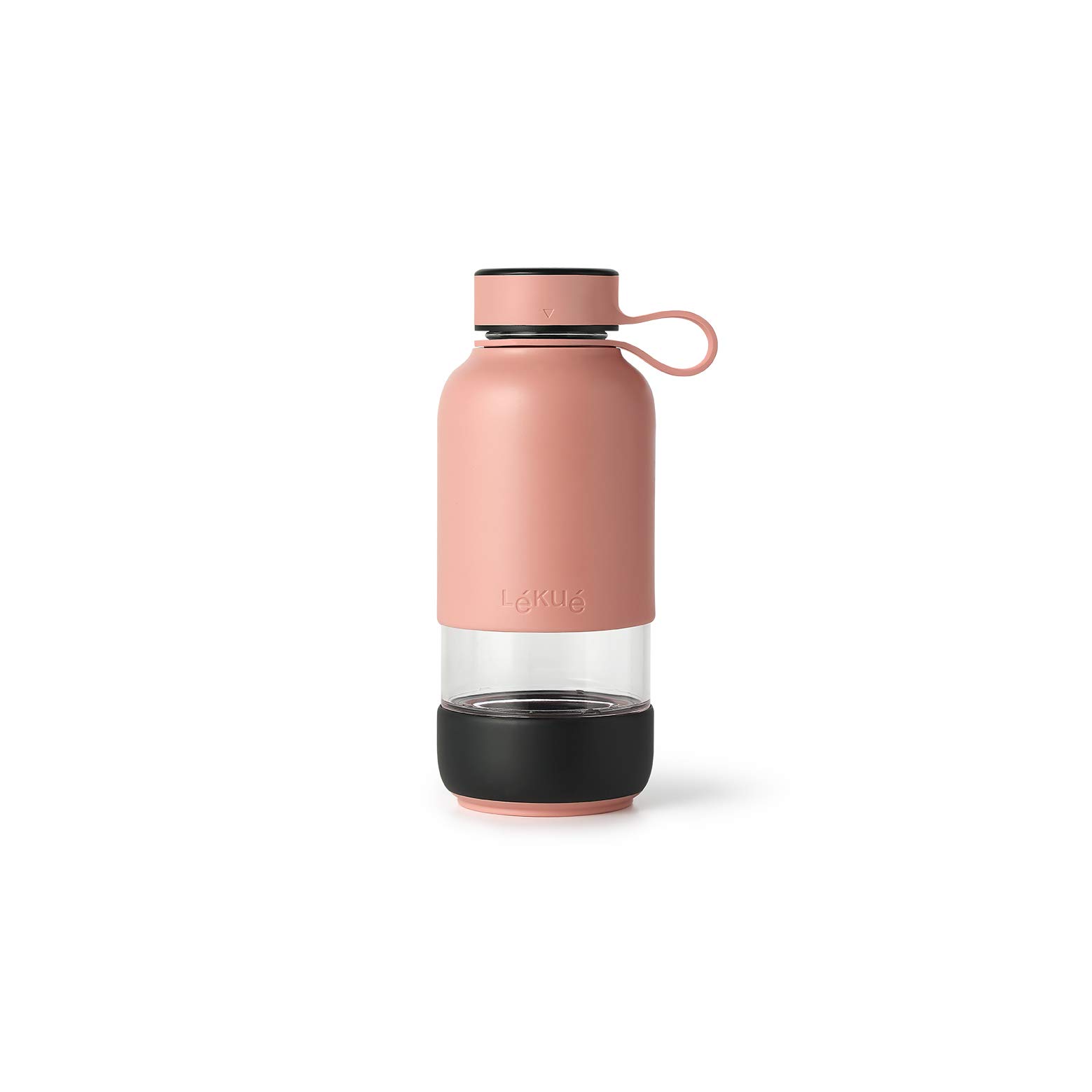 Lékué To Go Drink Bottle, Glass, Coral 600 ml